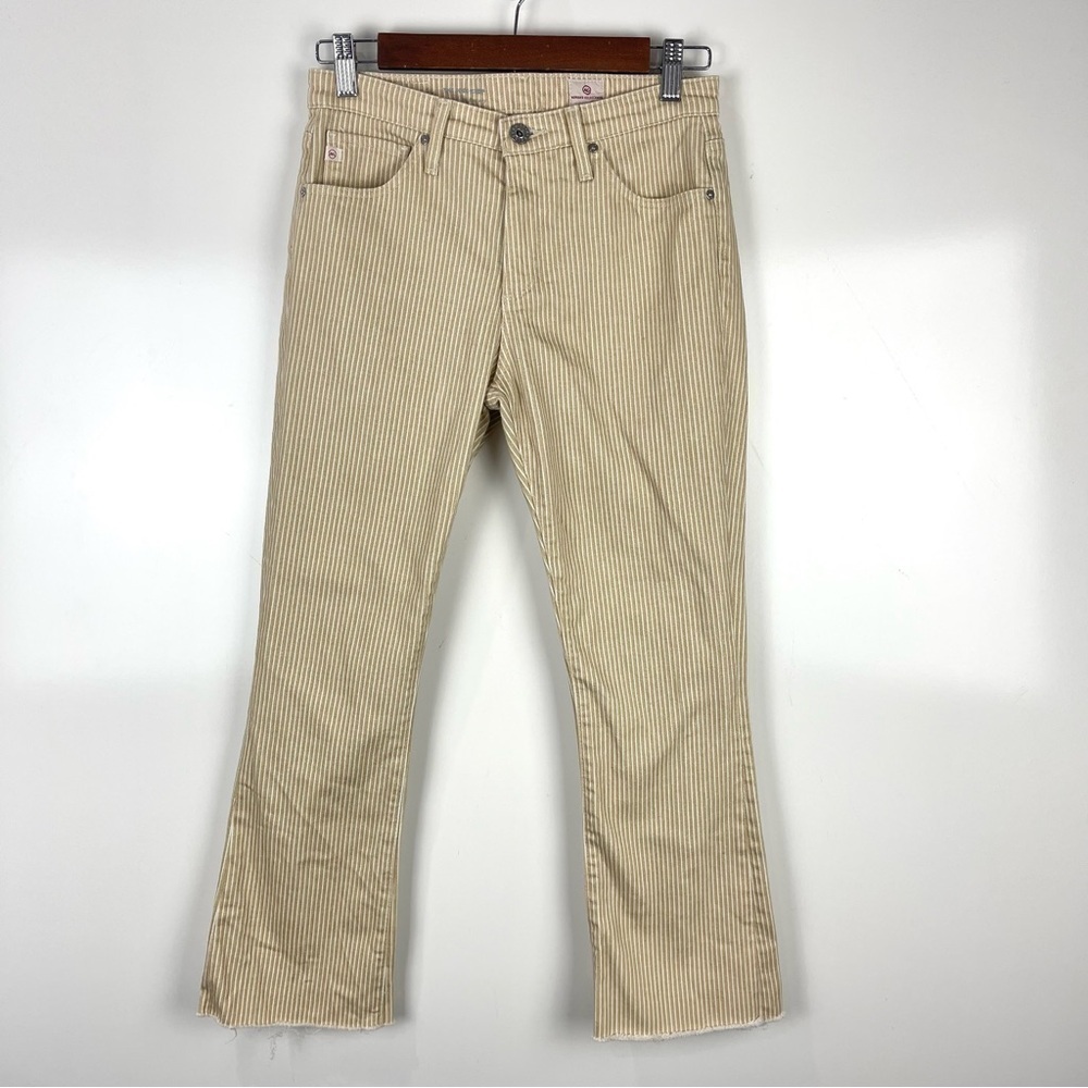AG Jeans Jodi Crop High Rise Slim Flare Striped Cropped Jeans Women's Size 26R